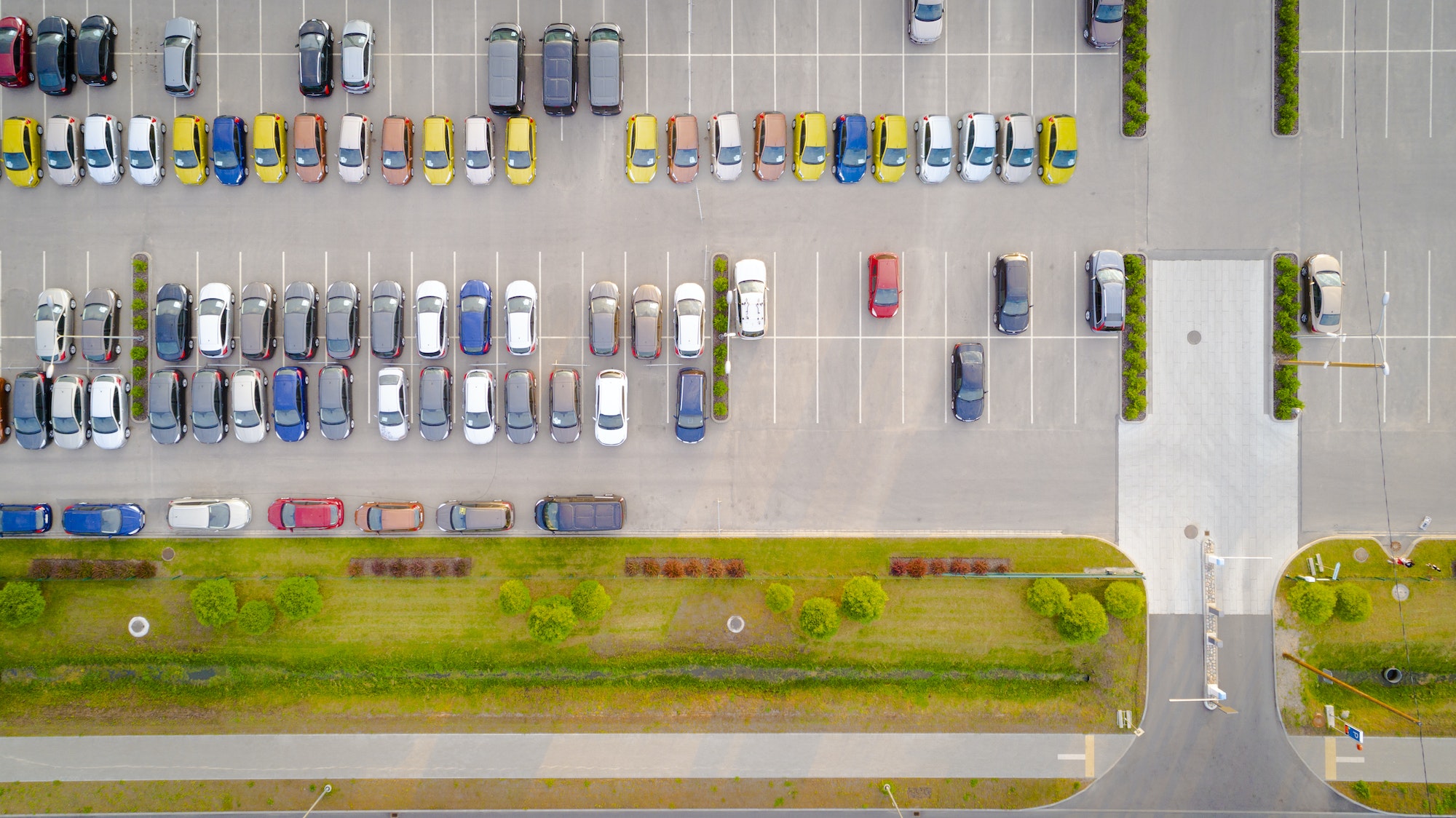 Car parking lot viewed from above Aerial view. Top view